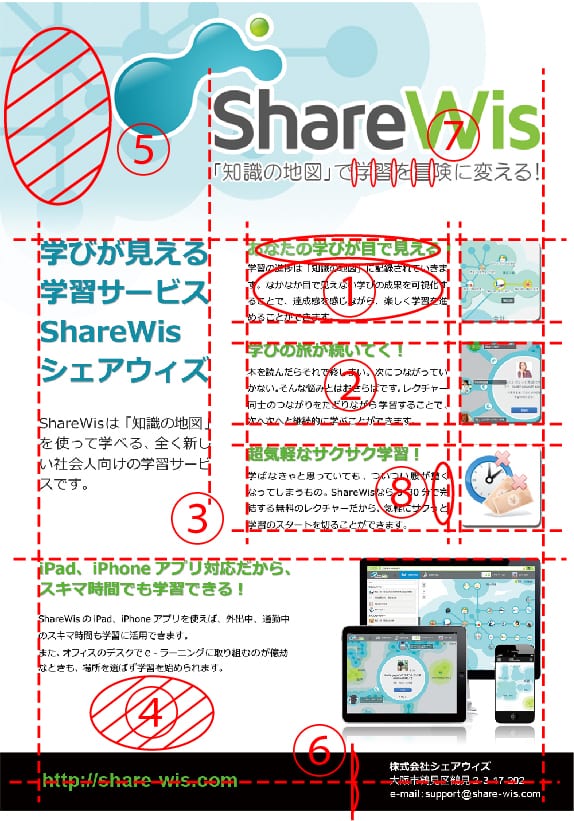 デザイナーの添削が入ったShareWisの展示会用ポスター画像