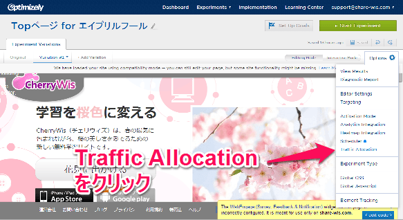 traffic allocation optimizely 1 setting