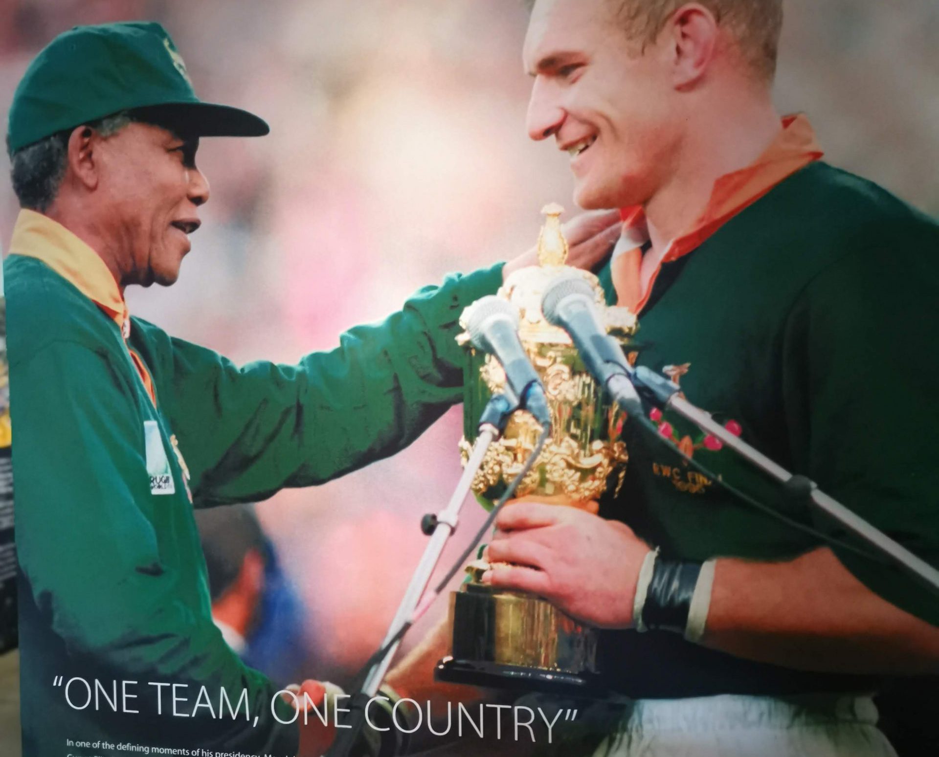 南アフリカのONE TEAM, ONE COUNTRYのポスターの写真